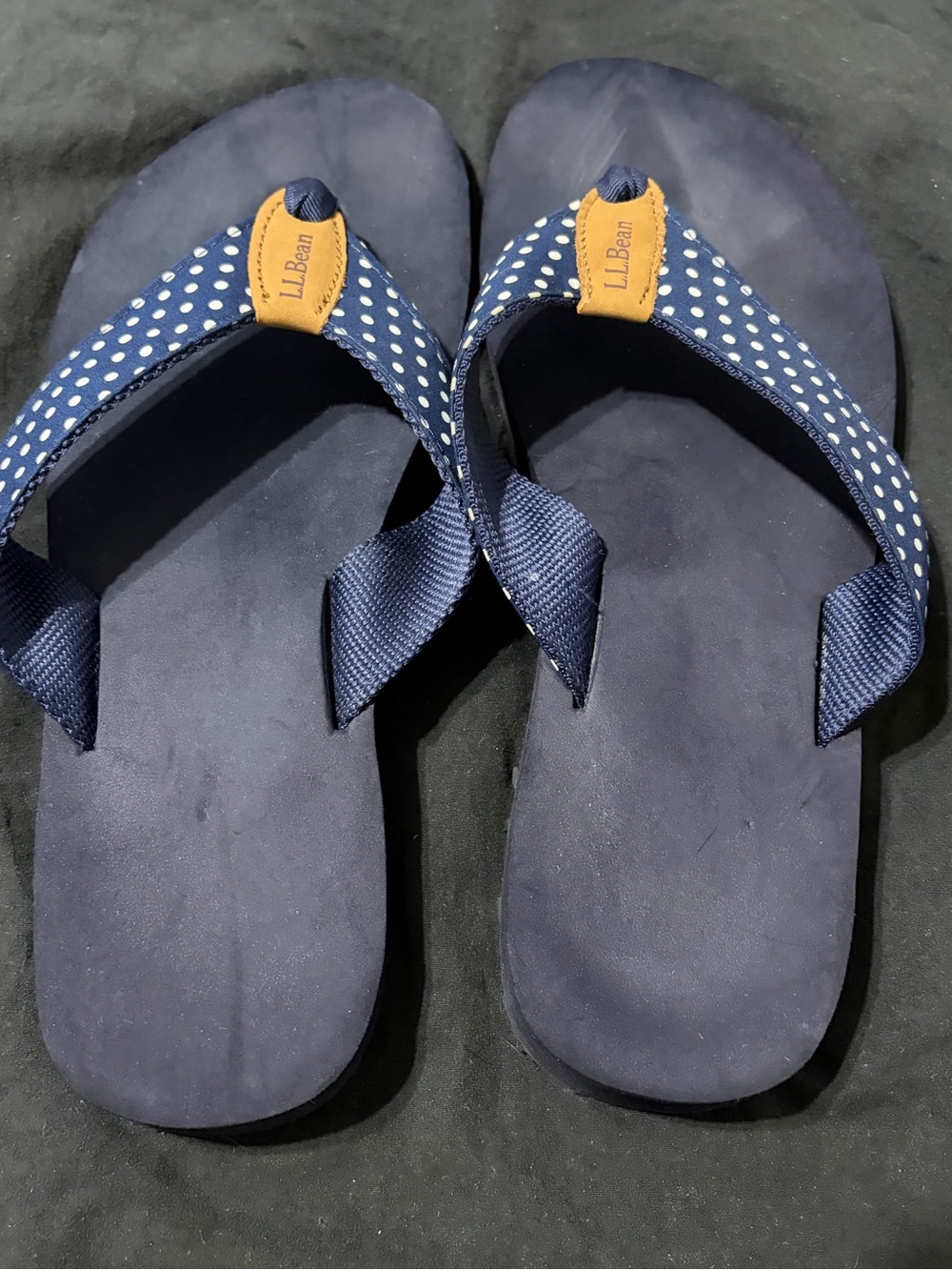 L.L. Bean Women’s Navy Polka Dot Flip Flops